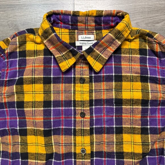 L.L. Bean Women's Scotch Plaid Flannel Shirt - Orange/Purple - Picture 2 of 5